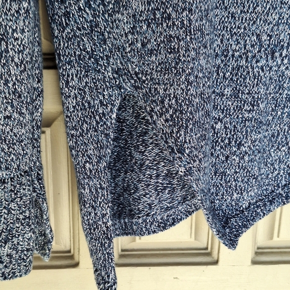 White House Black Market SzS Blue Knit Cowl Neck Sweater Long Sleeves Slit Hem - Picture 8 of 11